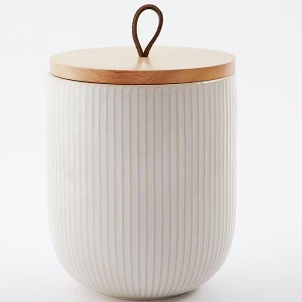 West Elm Textured Kitchen Canister Large Lidded Jar Pantry Storage Table Decor
